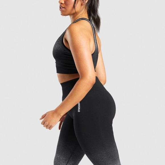 Gymshark Adapt Ombré Seamless Sports Bra in Black /Black Marl - Picture 5 of 10
